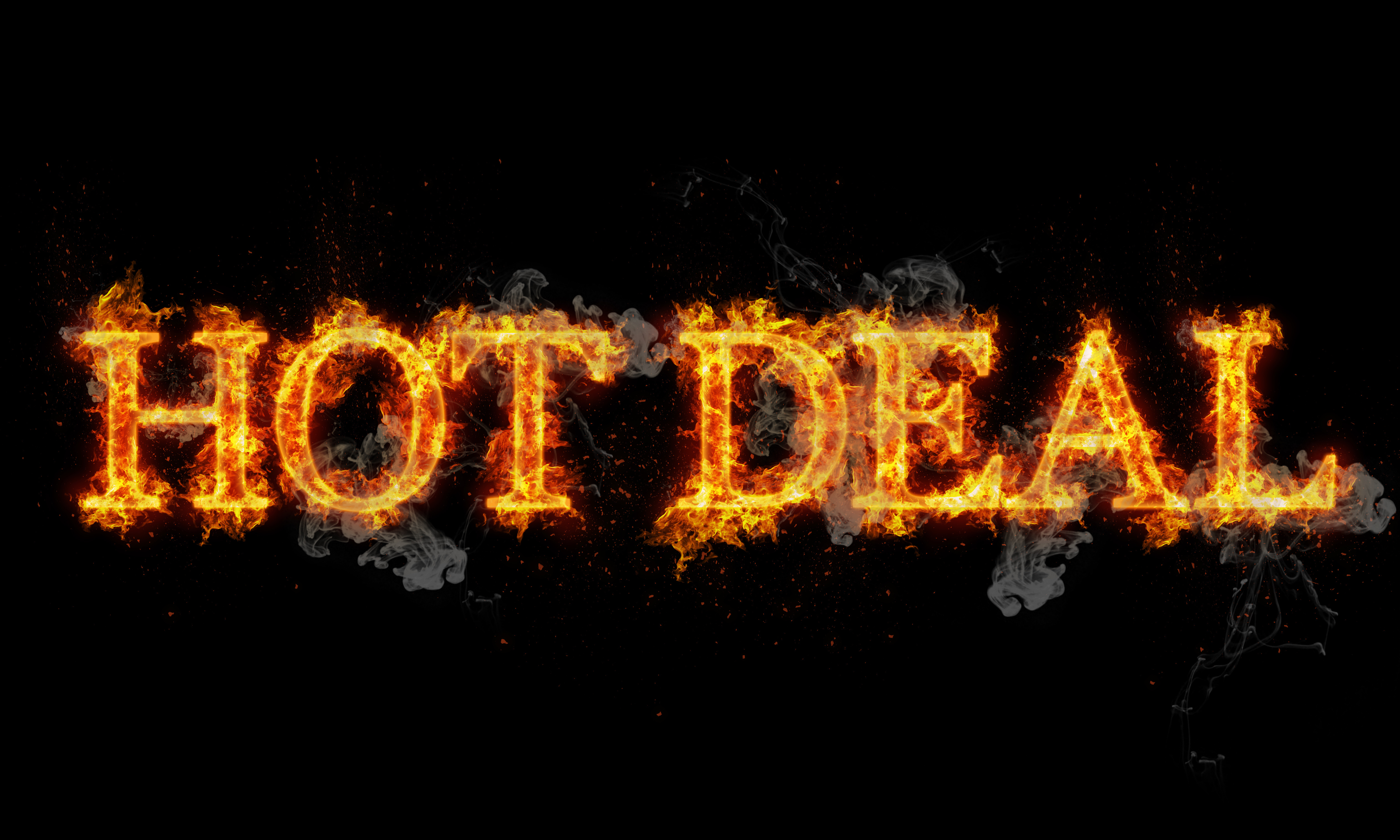 Text - "Hot deal" written in flames